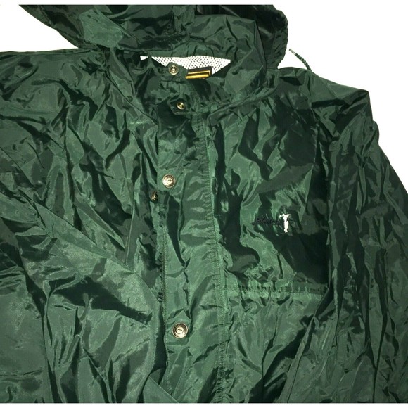 Stearns Dry Wear Hooded Waterproof Snap Jacket Green Packable XL Extra Large - Picture 1 of 8